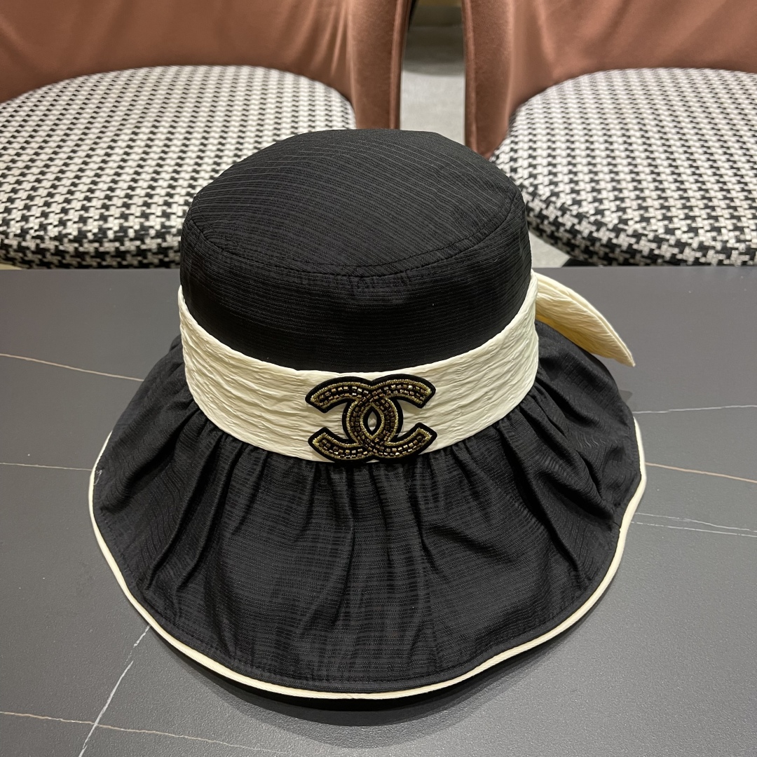[Chanel Hats]CHANEL Chanel new new contrast color belt design bow fisherman ha