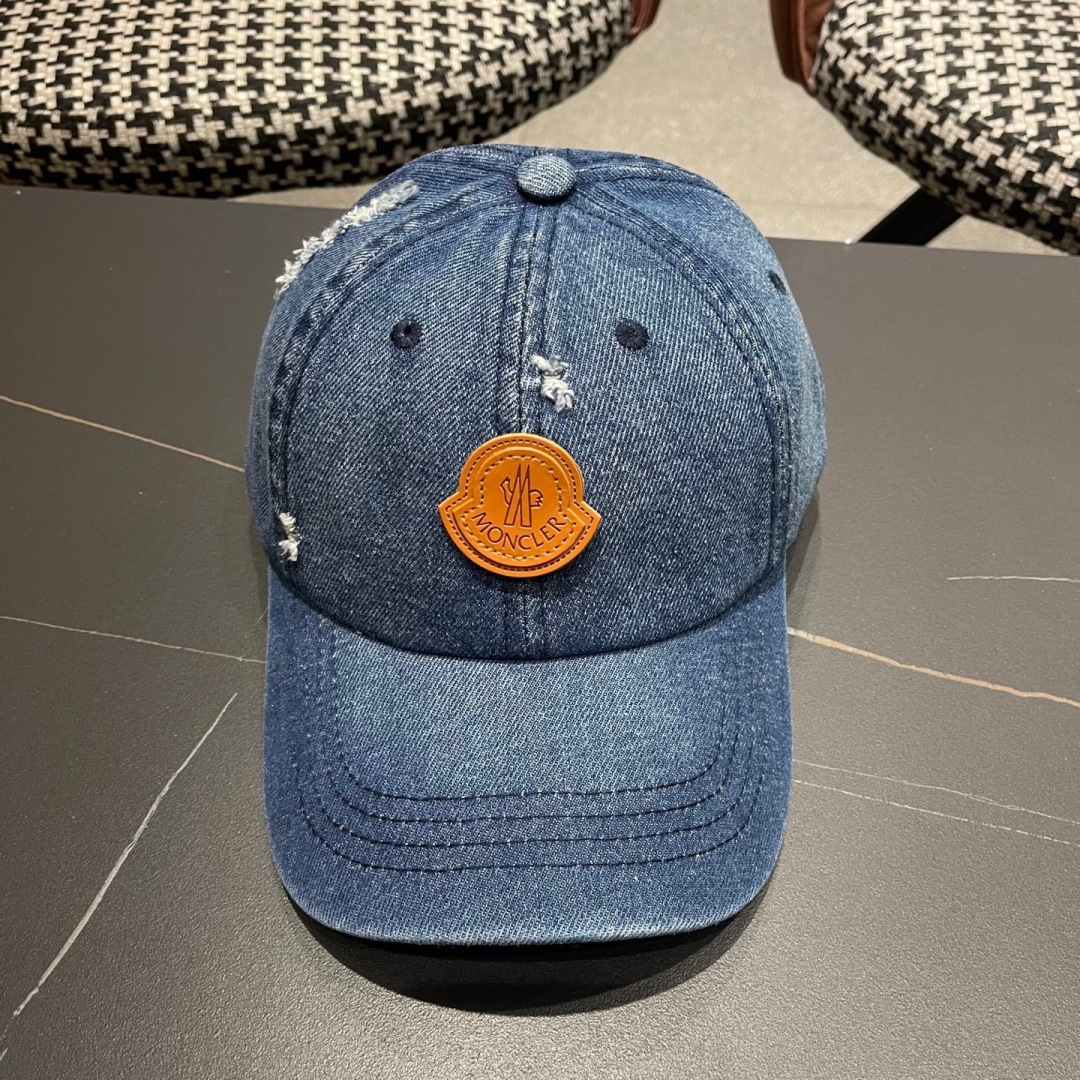  春夏新款 蒙口MONCLER牛仔破洞棒球帽，年轻时尚潮人穿搭色系，好看有质感！