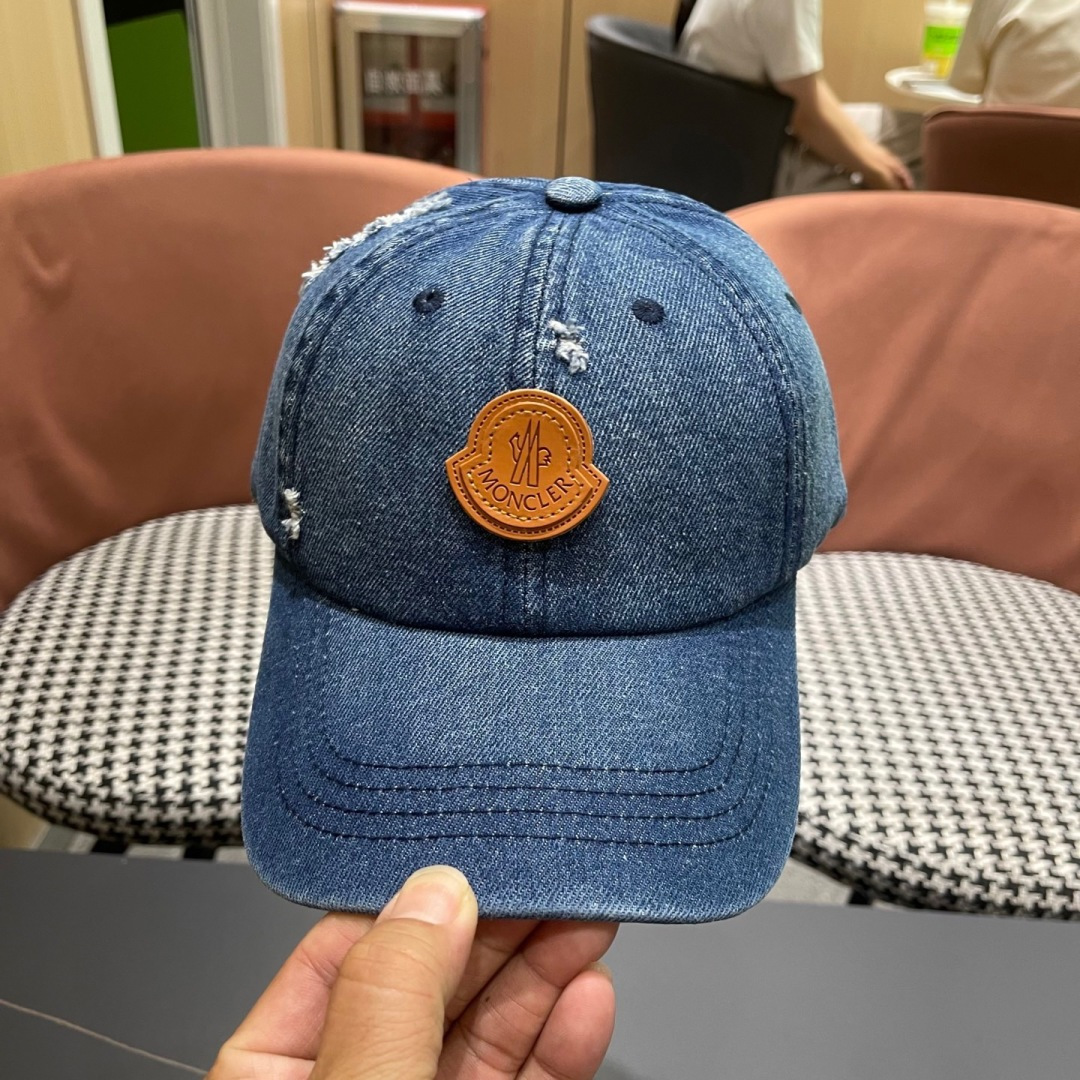  春夏新款 蒙口MONCLER牛仔破洞棒球帽，年轻时尚潮人穿搭色系，好看有质感！