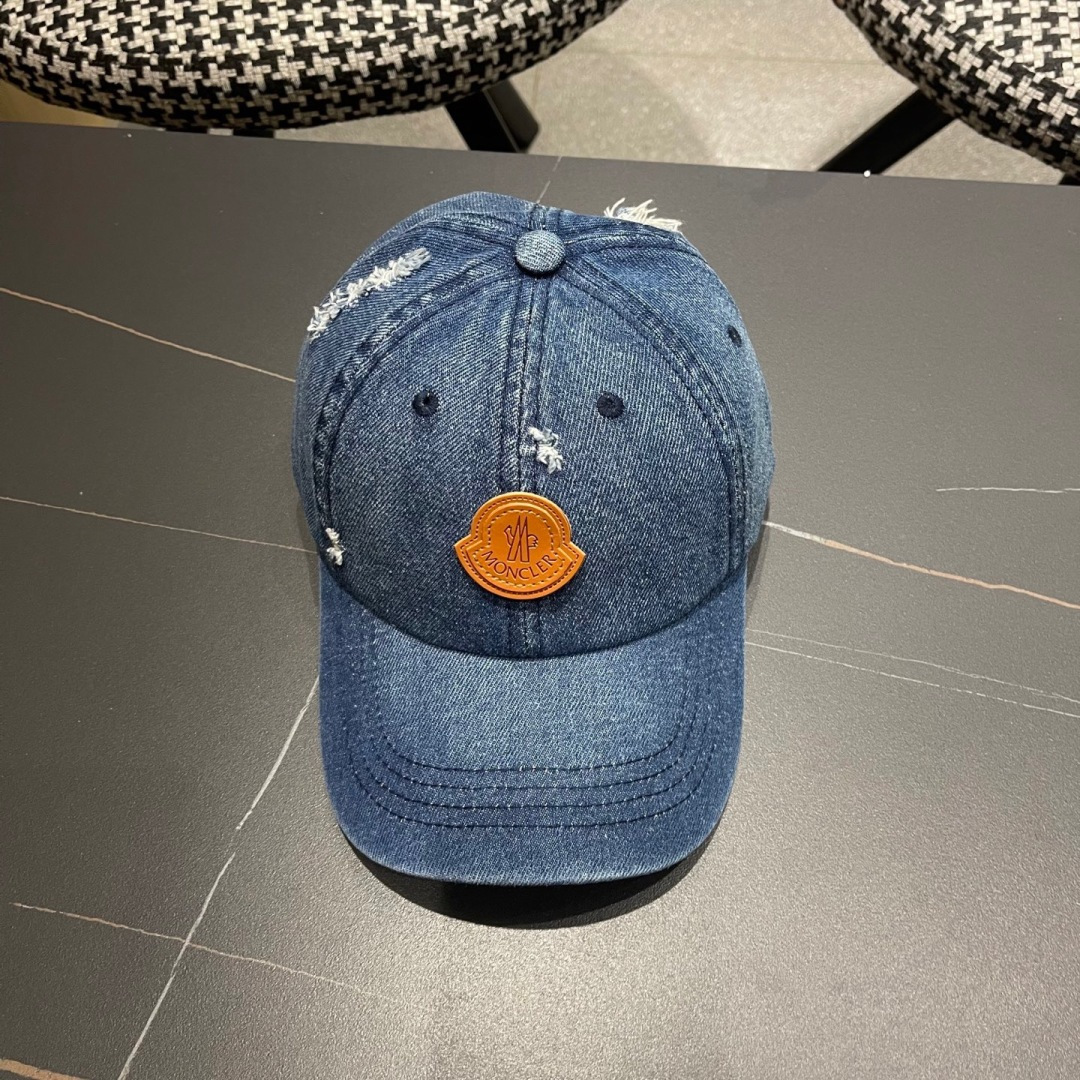  春夏新款 蒙口MONCLER牛仔破洞棒球帽，年轻时尚潮人穿搭色系，好看有质感！