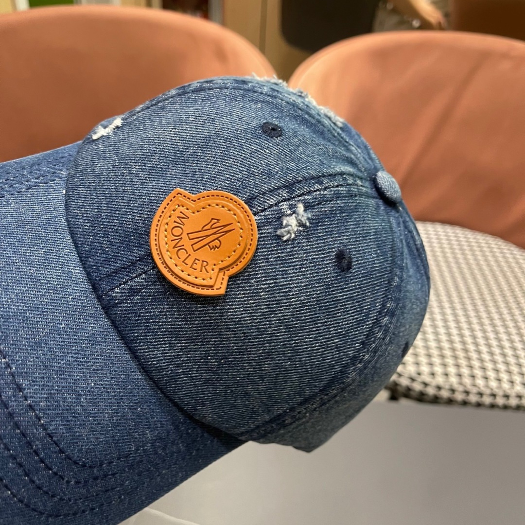  春夏新款 蒙口MONCLER牛仔破洞棒球帽，年轻时尚潮人穿搭色系，好看有质感！
