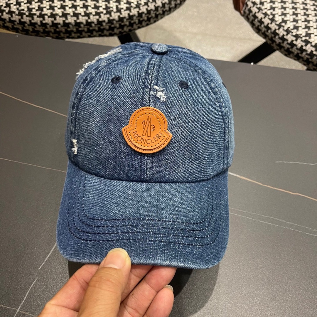  春夏新款 蒙口MONCLER牛仔破洞棒球帽，年轻时尚潮人穿搭色系，好看有质感！