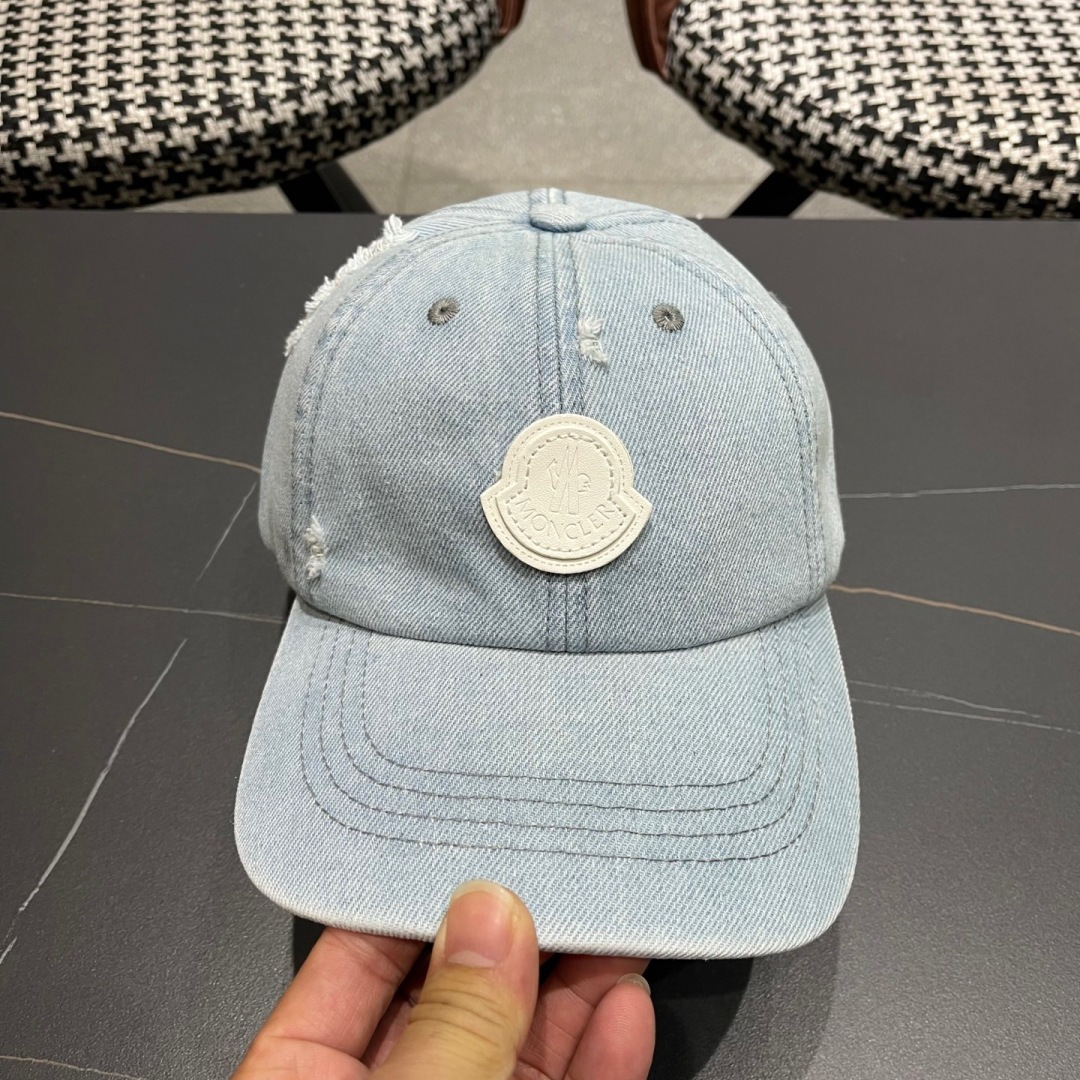  春夏新款 蒙口MONCLER牛仔破洞棒球帽，年轻时尚潮人穿搭色系，好看有质感！