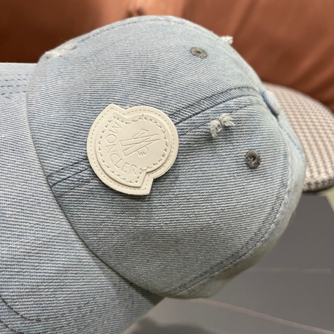  春夏新款 蒙口MONCLER牛仔破洞棒球帽，年轻时尚潮人穿搭色系，好看有质感！
