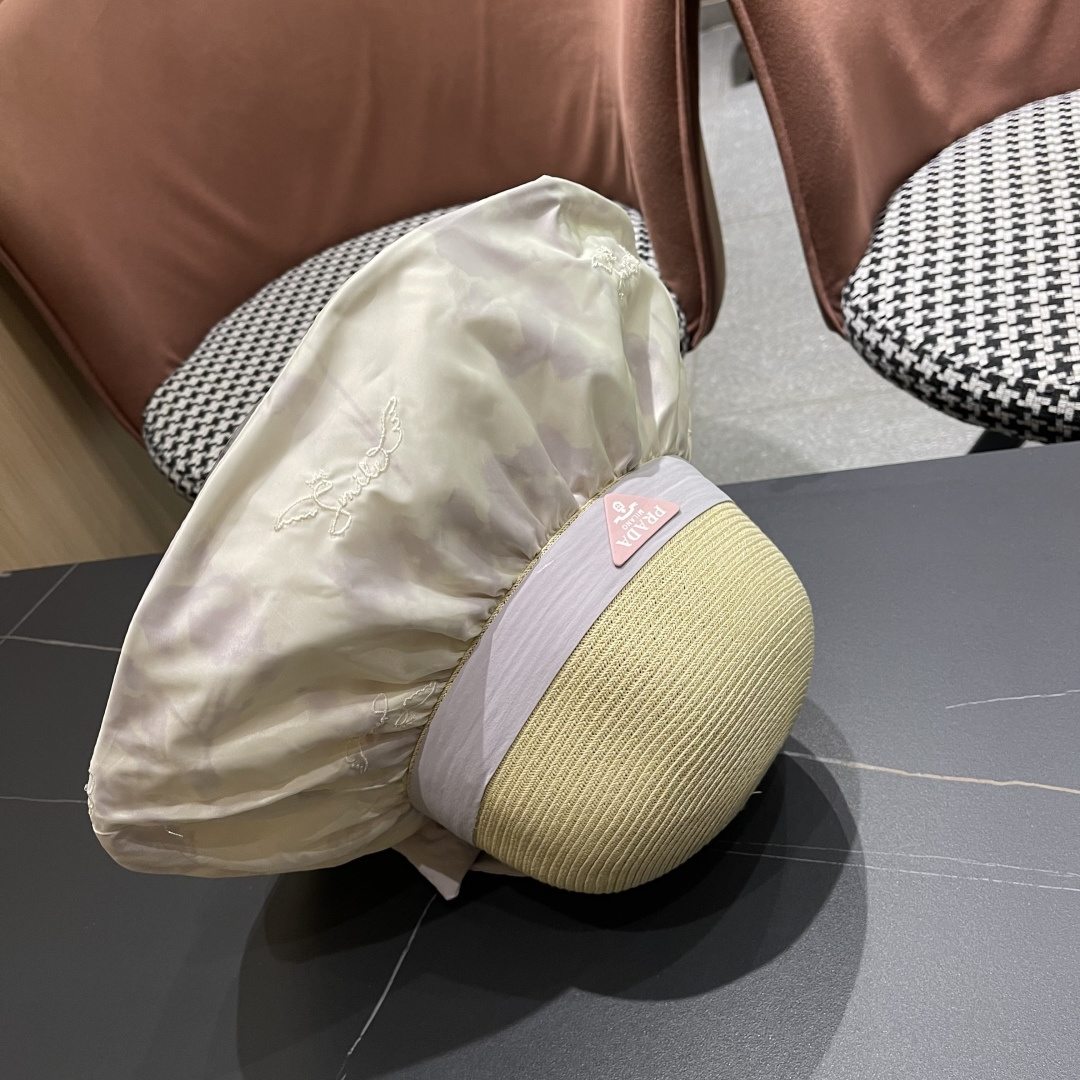  Pr@da 普拉达高品质防晒帽子女夏季田园风大檐透气户，外遮阳防紫外线沙滩渔夫帽
