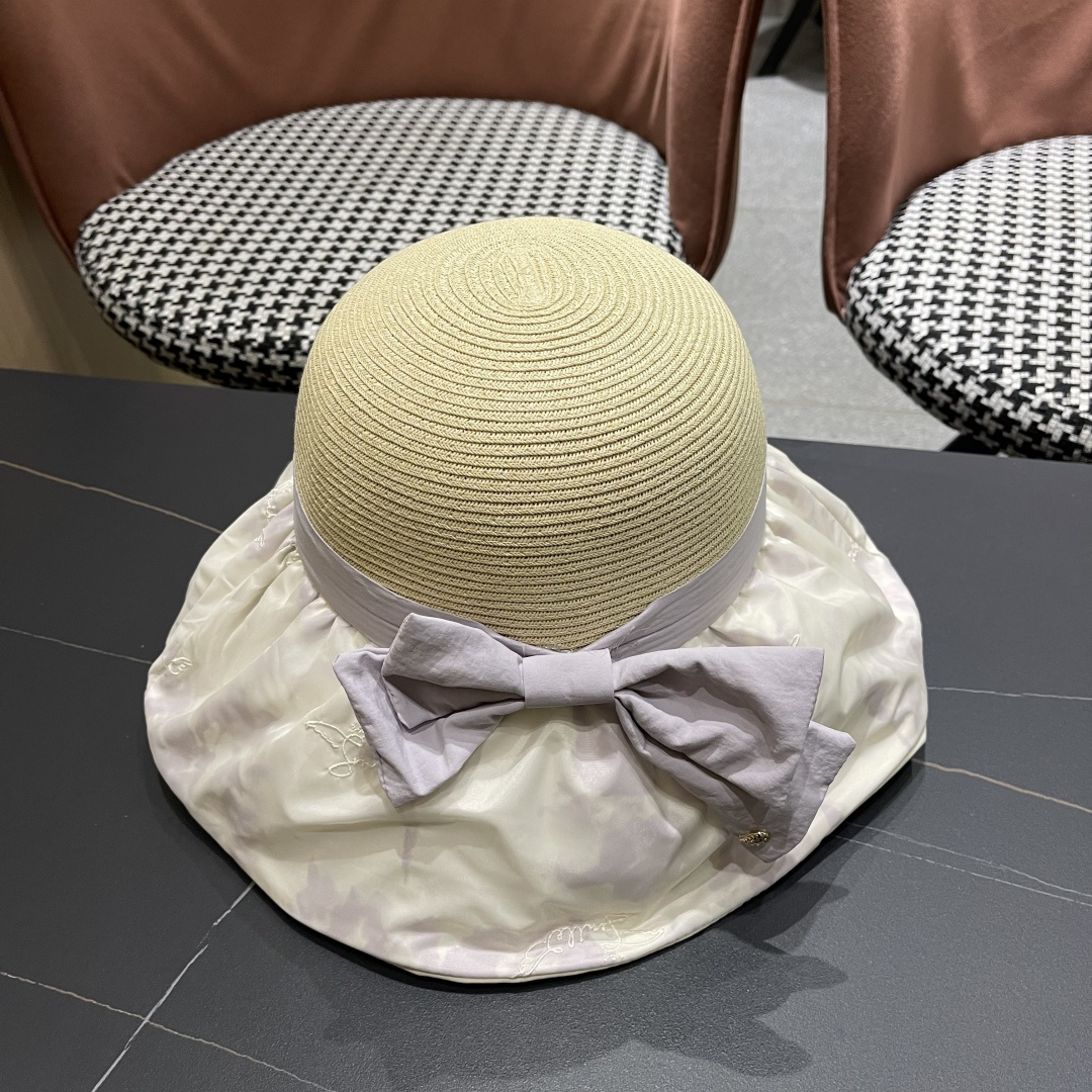  Pr@da 普拉达高品质防晒帽子女夏季田园风大檐透气户，外遮阳防紫外线沙滩渔夫帽