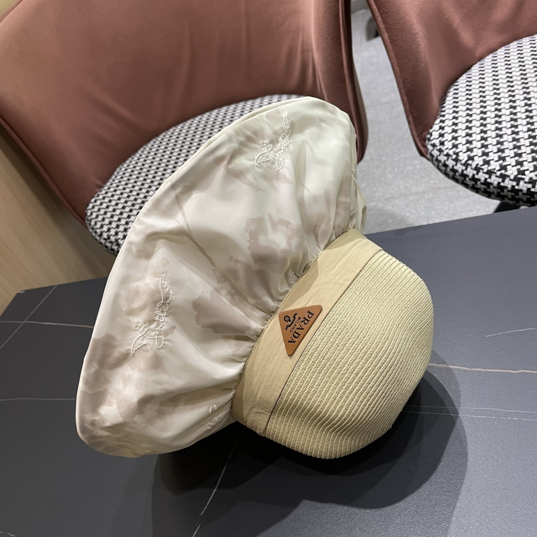  Pr@da 普拉达高品质防晒帽子女夏季田园风大檐透气户，外遮阳防紫外线沙滩渔夫帽