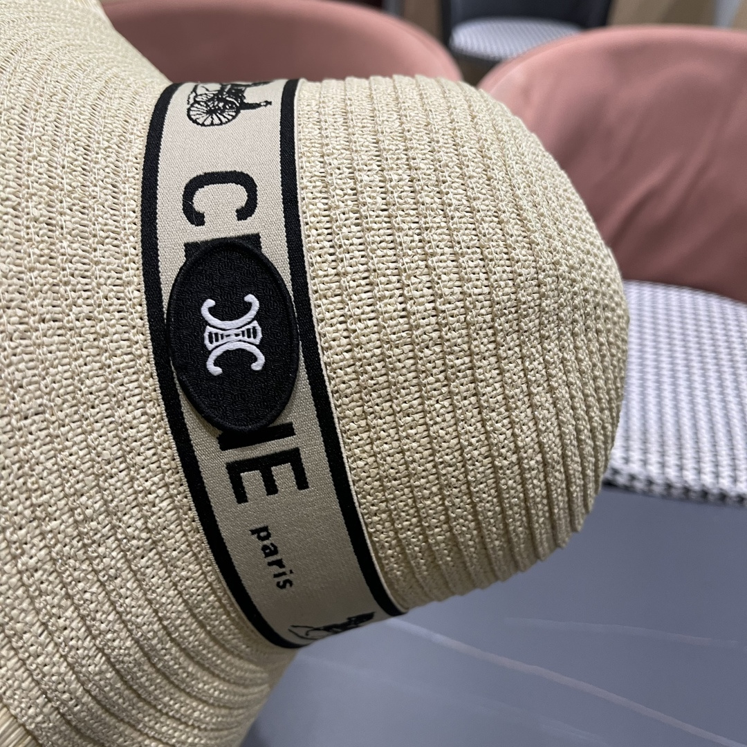 【CELINE赛琳】2025新款草编遮阳草帽盆帽🤩沙滩风，简约大方，百搭单品～出街首选，新款帽型超美腻，