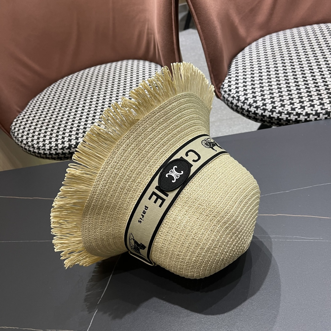 【CELINE赛琳】2025新款草编遮阳草帽盆帽🤩沙滩风，简约大方，百搭单品～出街首选，新款帽型超美腻，