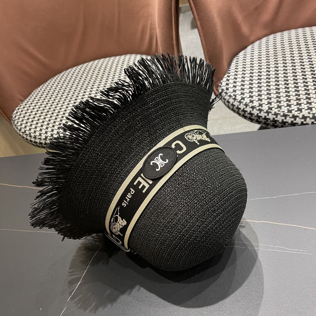 【CELINE赛琳】2025新款草编遮阳草帽盆帽🤩沙滩风，简约大方，百搭单品～出街首选，新款帽型超美腻，