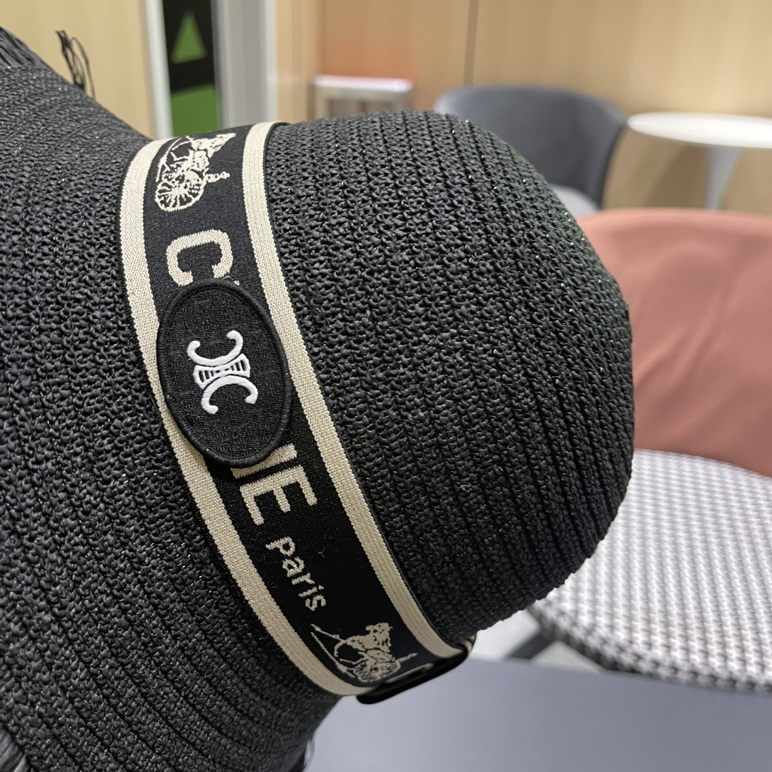 【CELINE赛琳】2025新款草编遮阳草帽盆帽🤩沙滩风，简约大方，百搭单品～出街首选，新款帽型超美腻，