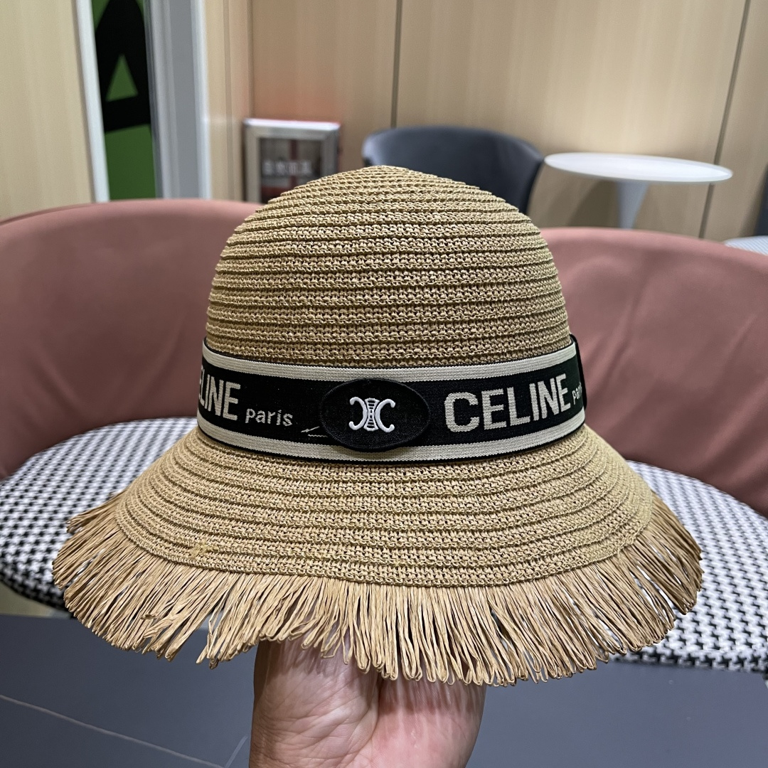 【CELINE赛琳】2025新款草编遮阳草帽盆帽🤩沙滩风，简约大方，百搭单品～出街首选，新款帽型超美腻，