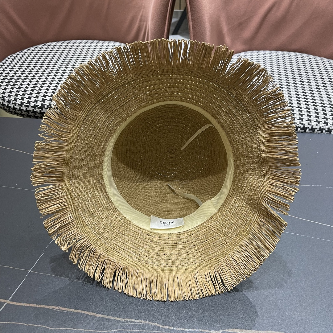 【CELINE赛琳】2025新款草编遮阳草帽盆帽🤩沙滩风，简约大方，百搭单品～出街首选，新款帽型超美腻，