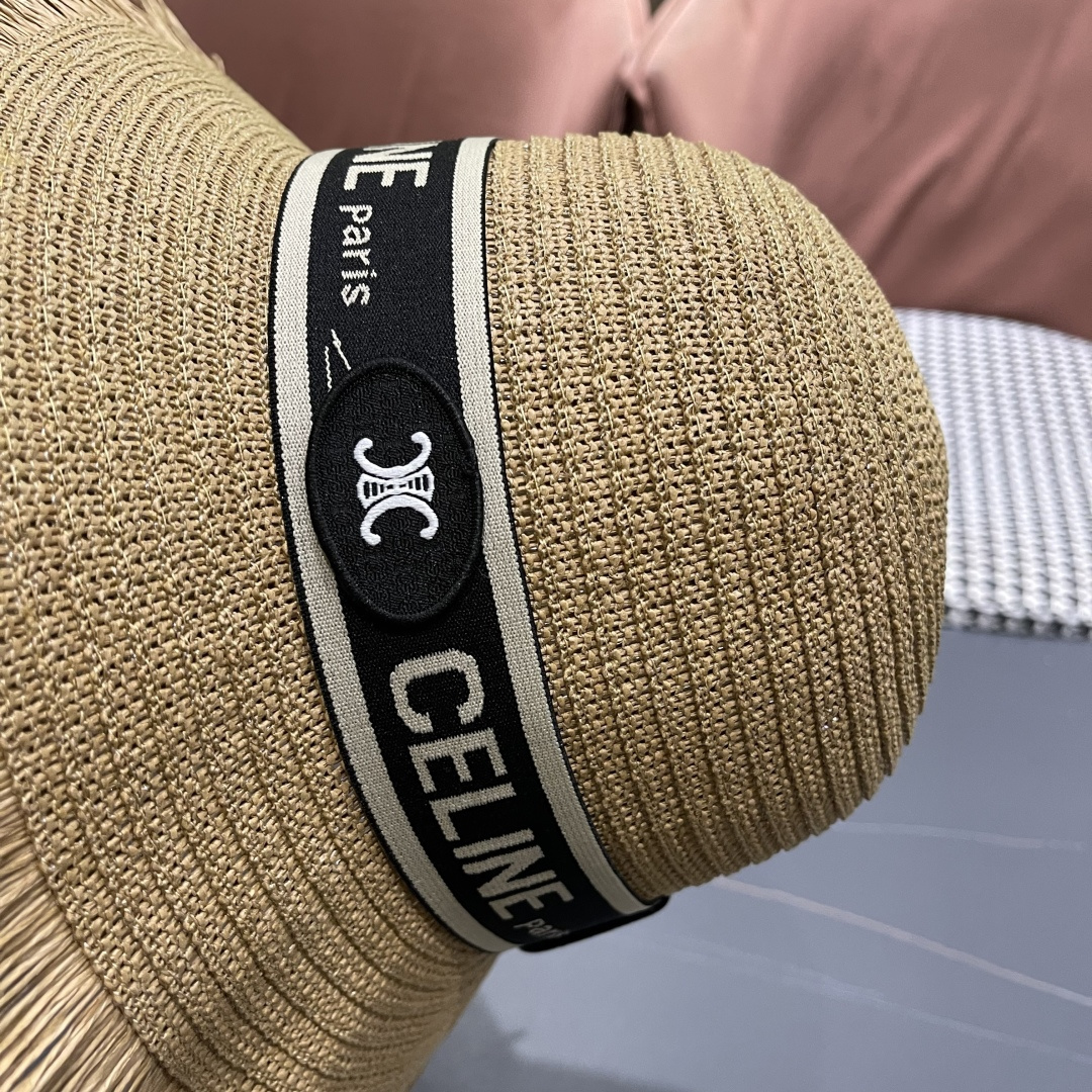 【CELINE赛琳】2025新款草编遮阳草帽盆帽🤩沙滩风，简约大方，百搭单品～出街首选，新款帽型超美腻，