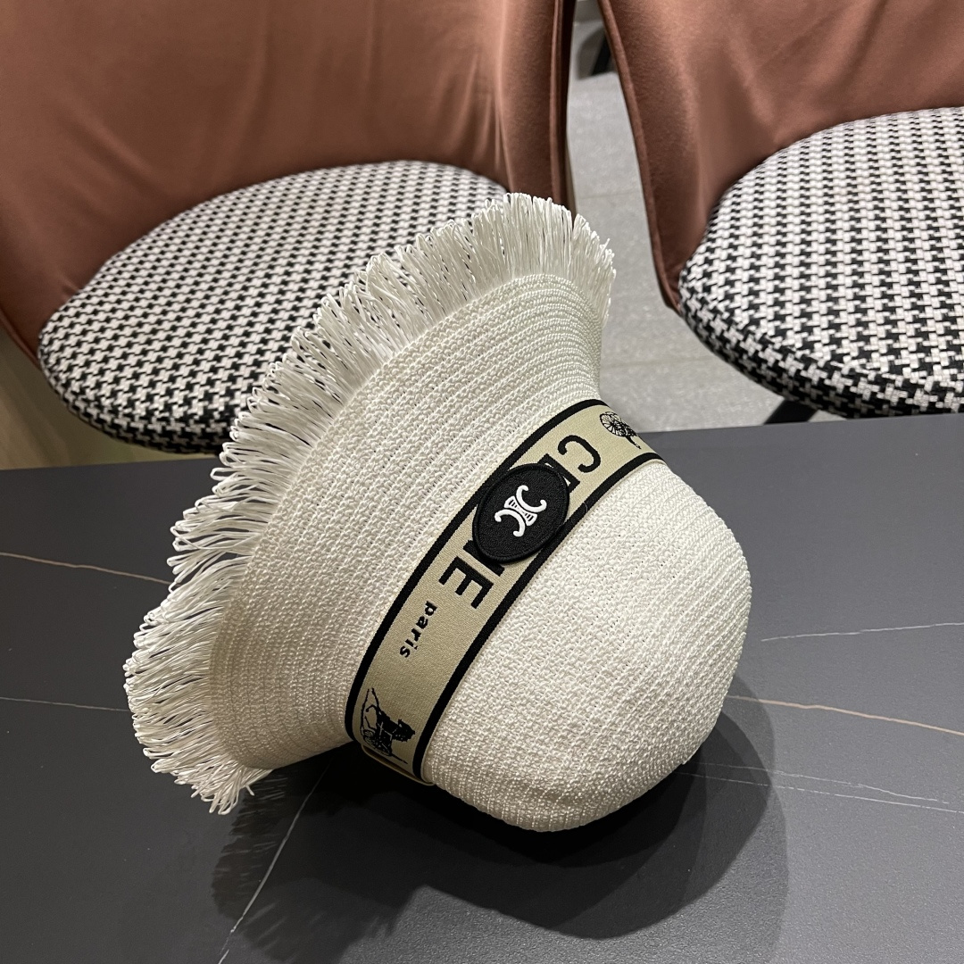 【CELINE赛琳】2025新款草编遮阳草帽盆帽🤩沙滩风，简约大方，百搭单品～出街首选，新款帽型超美腻，