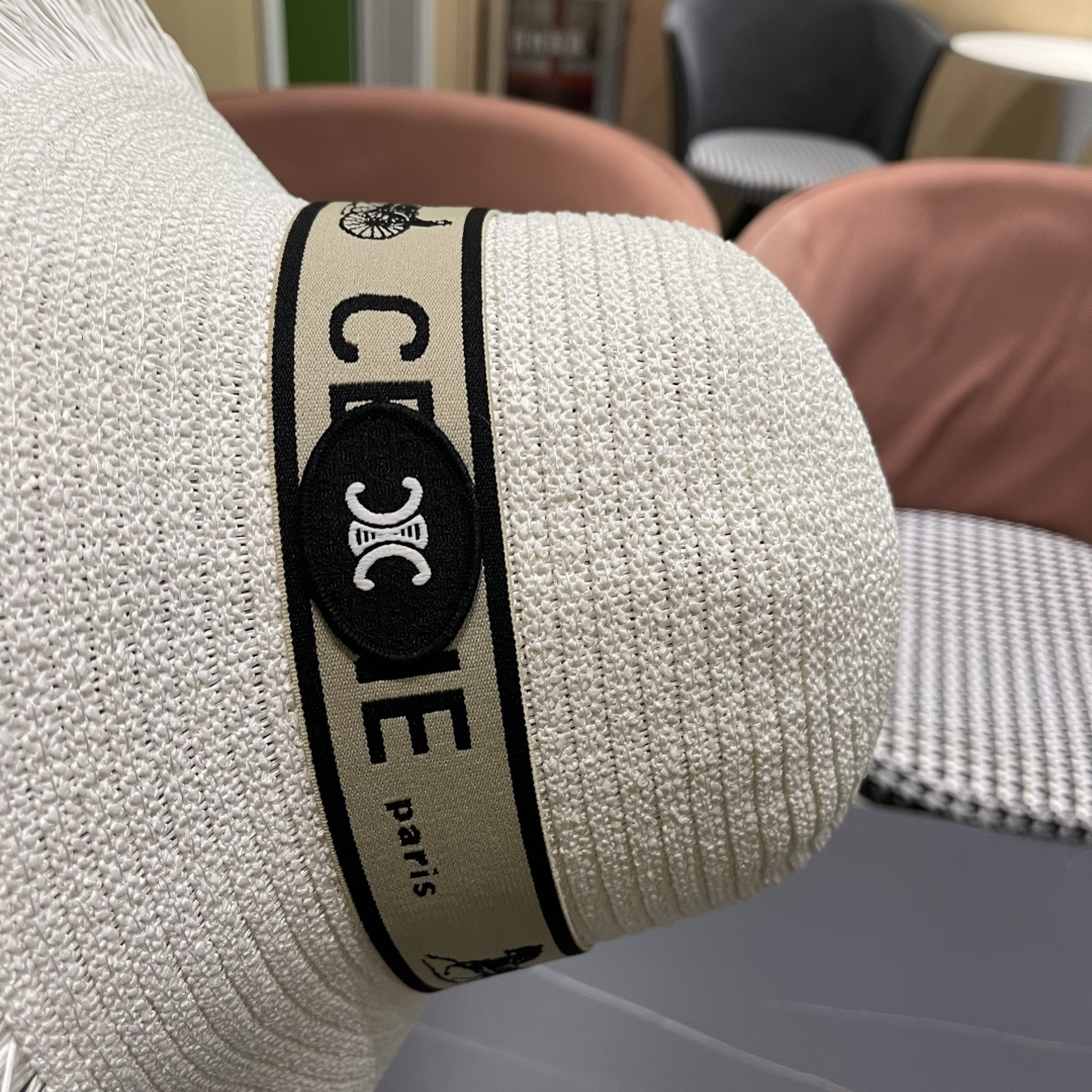 【CELINE赛琳】2025新款草编遮阳草帽盆帽🤩沙滩风，简约大方，百搭单品～出街首选，新款帽型超美腻，