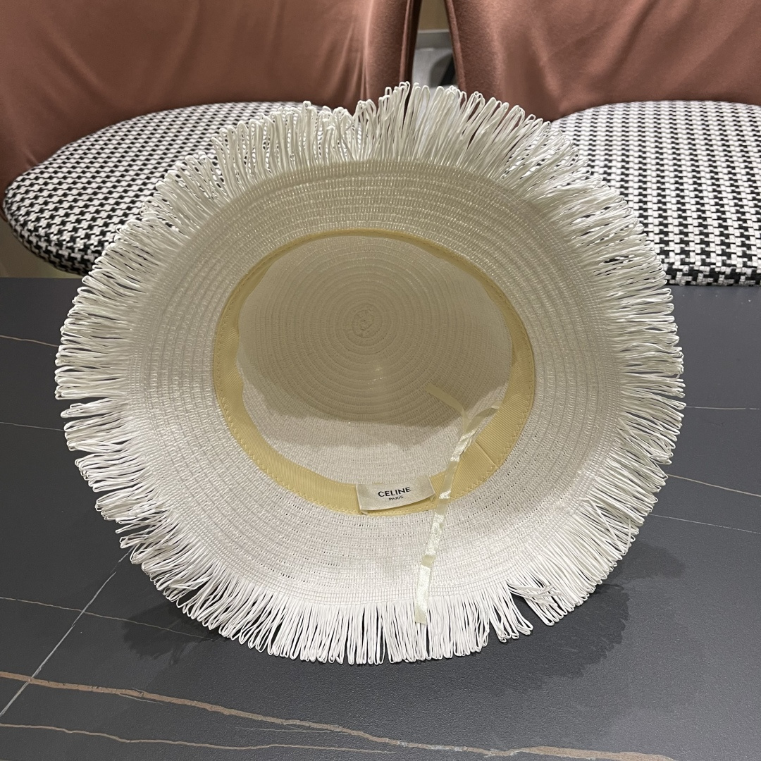 【CELINE赛琳】2025新款草编遮阳草帽盆帽🤩沙滩风，简约大方，百搭单品～出街首选，新款帽型超美腻，