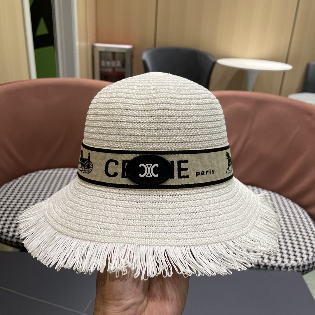 【CELINE赛琳】2025新款草编遮阳草帽盆帽🤩沙滩风，简约大方，百搭单品～出街首选，新款帽型超美腻，