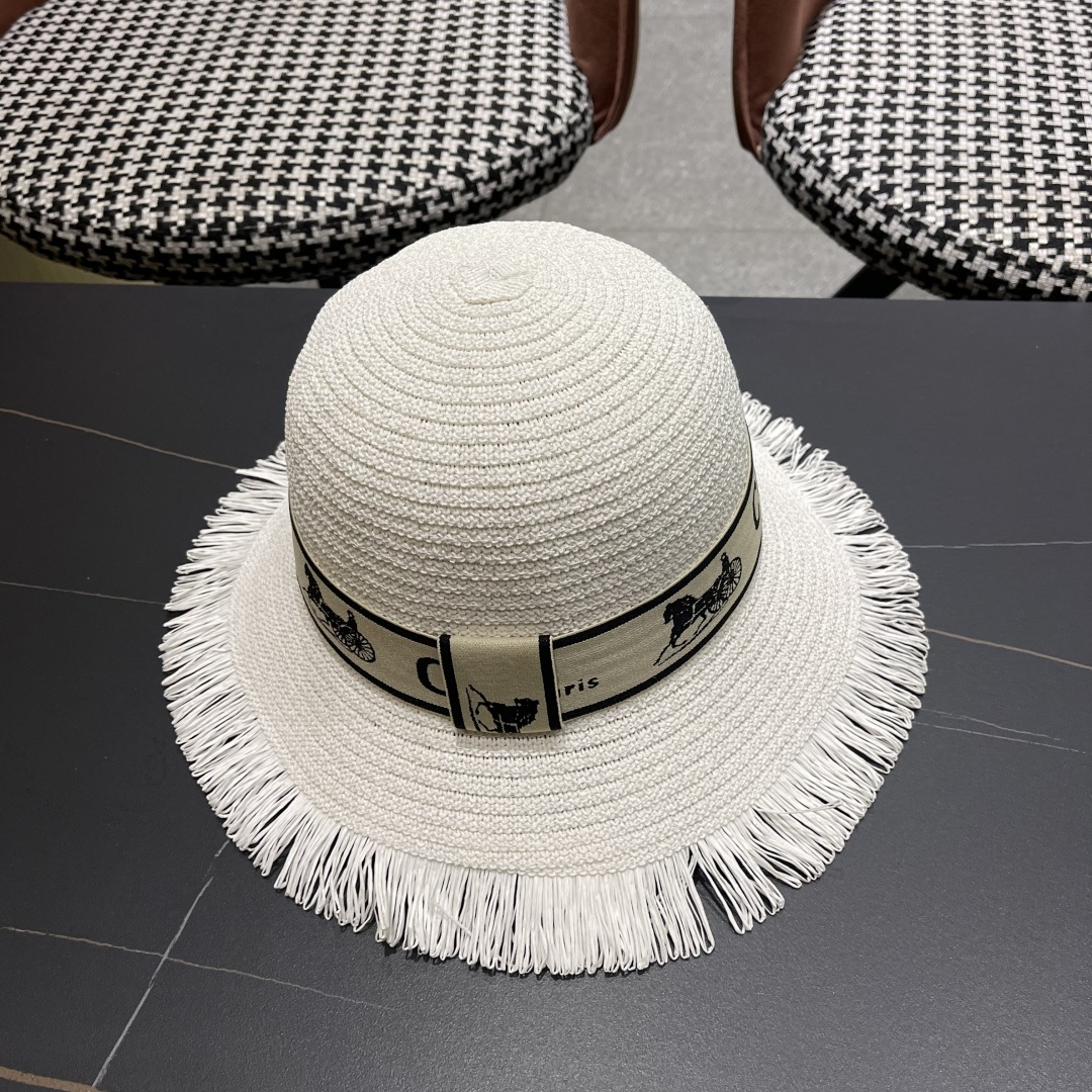 【CELINE赛琳】2025新款草编遮阳草帽盆帽🤩沙滩风，简约大方，百搭单品～出街首选，新款帽型超美腻，