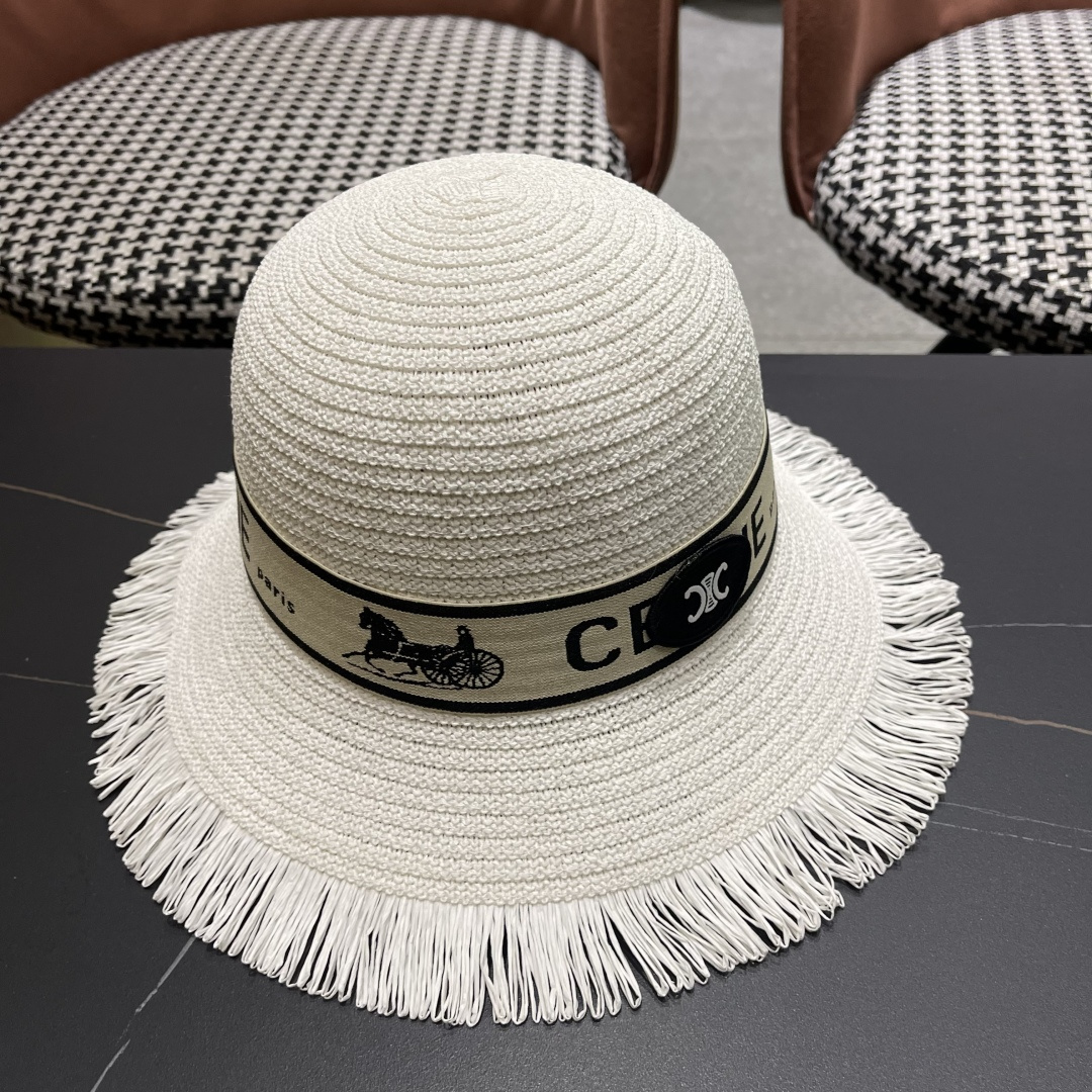 【CELINE赛琳】2025新款草编遮阳草帽盆帽🤩沙滩风，简约大方，百搭单品～出街首选，新款帽型超美腻，