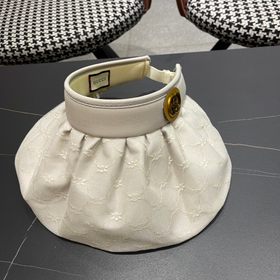  古奇 遮阳帽女防晒防紫外线可折叠太阳帽大帽檐空
顶帽子户外骑车防晒帽