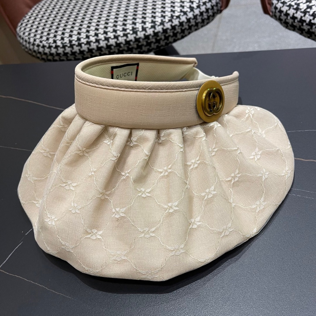  古奇 遮阳帽女防晒防紫外线可折叠太阳帽大帽檐空
顶帽子户外骑车防晒帽