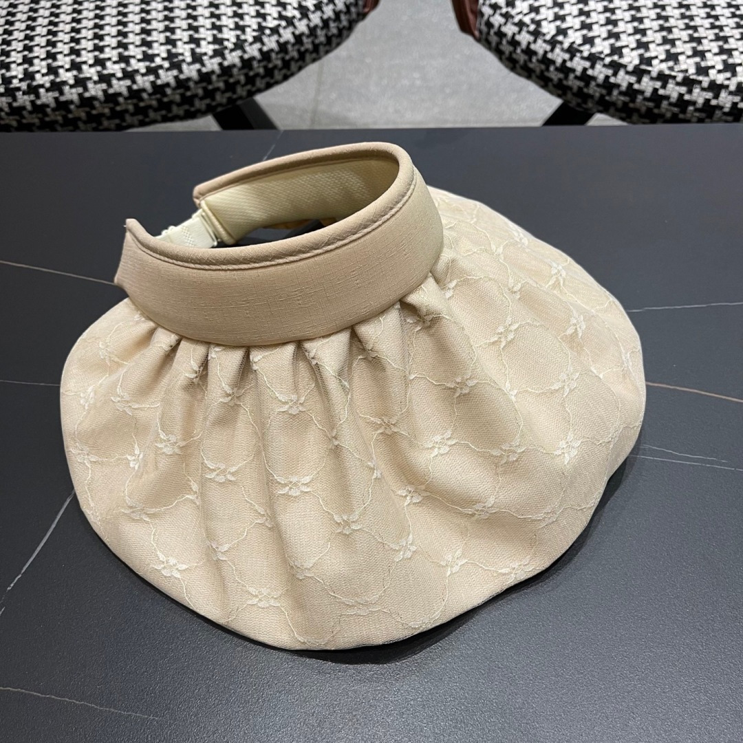  古奇 遮阳帽女防晒防紫外线可折叠太阳帽大帽檐空
顶帽子户外骑车防晒帽