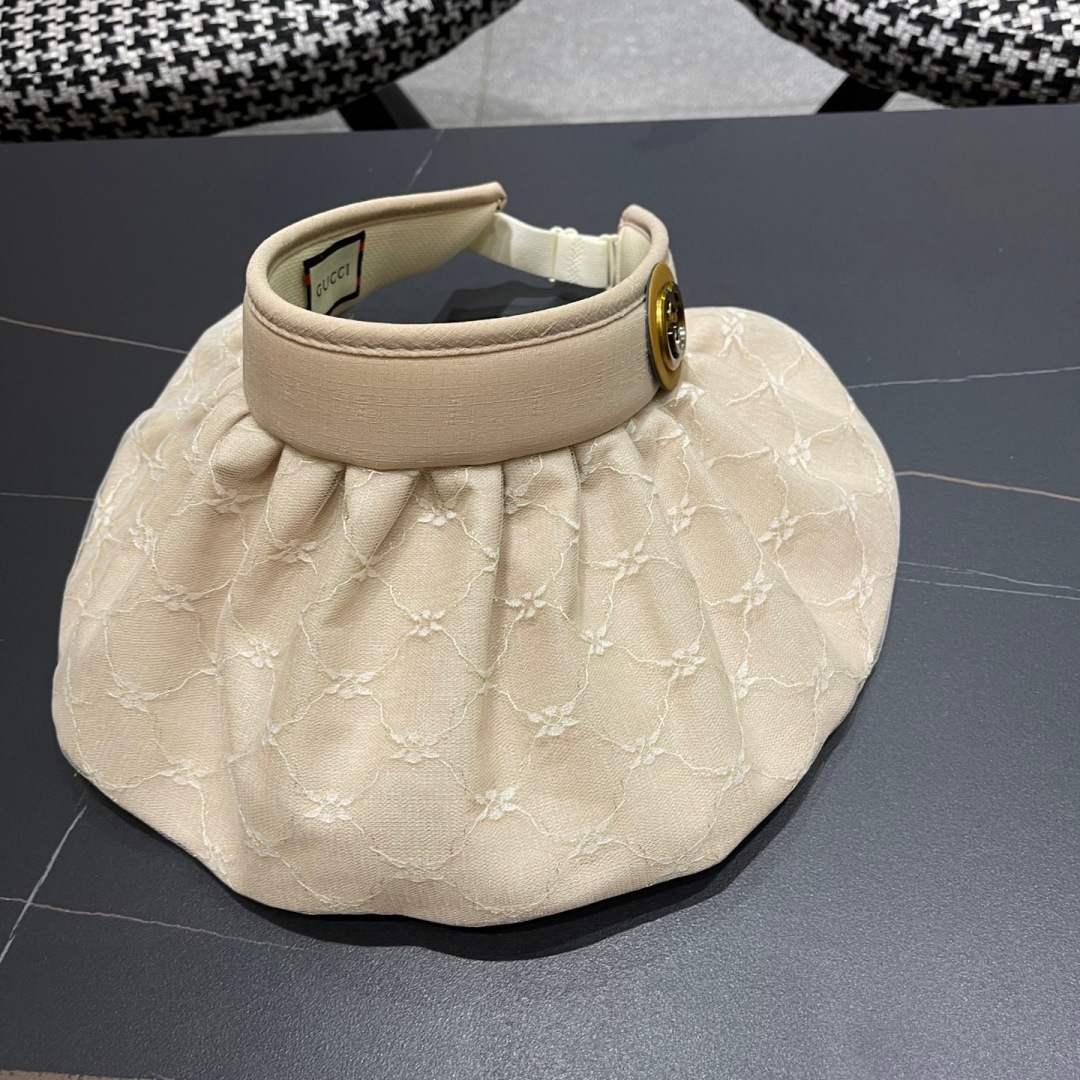  古奇 遮阳帽女防晒防紫外线可折叠太阳帽大帽檐空
顶帽子户外骑车防晒帽