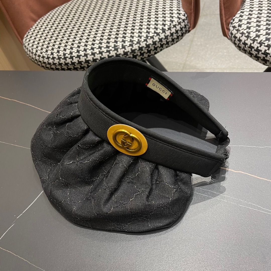  古奇 遮阳帽女防晒防紫外线可折叠太阳帽大帽檐空
顶帽子户外骑车防晒帽