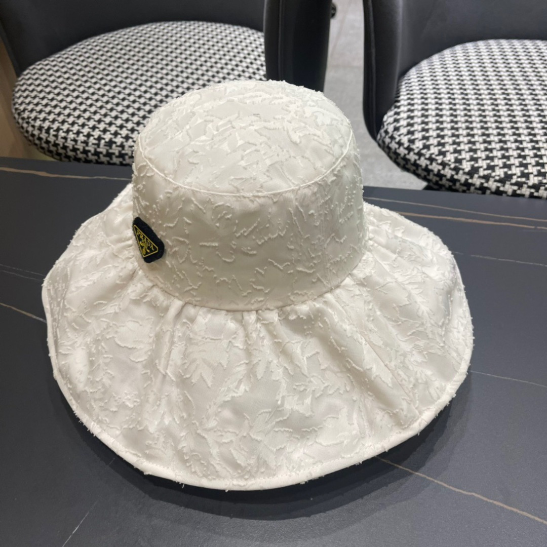  普拉达PrADA遮阳帽女防晒遮阳渔夫帽韩版字母折边百搭户外出游太阳帽