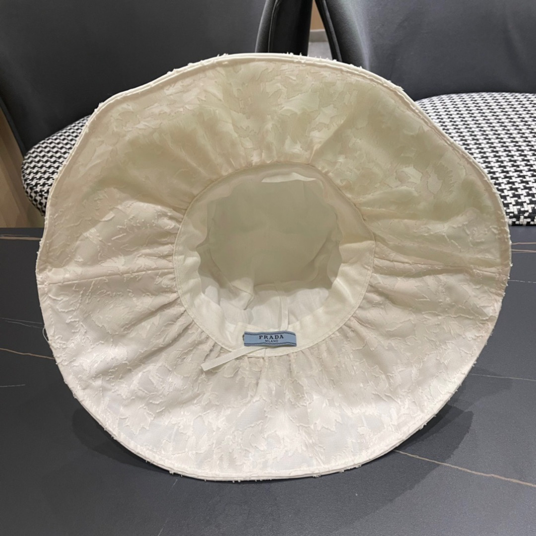  普拉达PrADA遮阳帽女防晒遮阳渔夫帽韩版字母折边百搭户外出游太阳帽