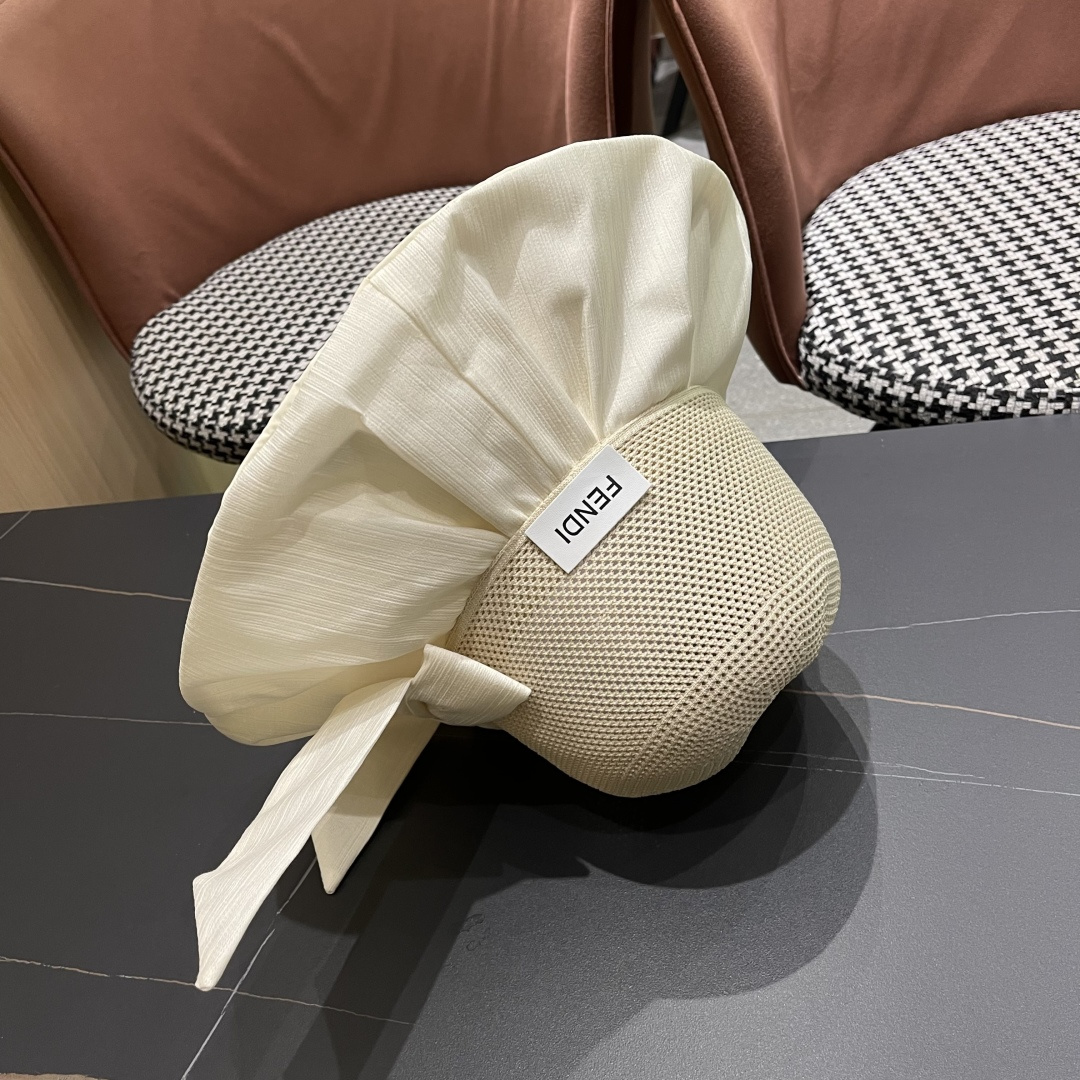  芬迪FENDI帽子女夏季遮脸黑椒防晒大沿渔夫帽蝴蝶结镂空太阳帽Uv盆帽