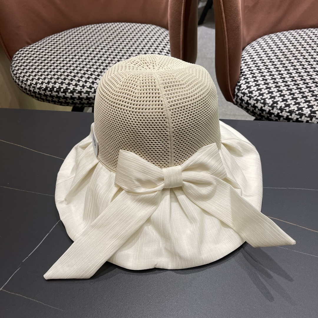  芬迪FENDI帽子女夏季遮脸黑椒防晒大沿渔夫帽蝴蝶结镂空太阳帽Uv盆帽