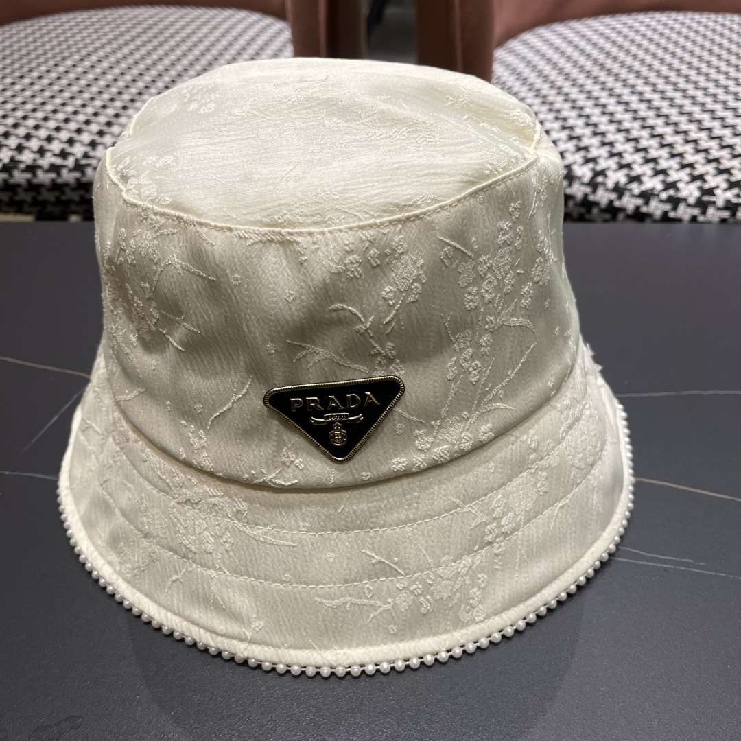 [Prada Hats]RADA Prada national style, pearl-rimmed fisherman hat, children 20