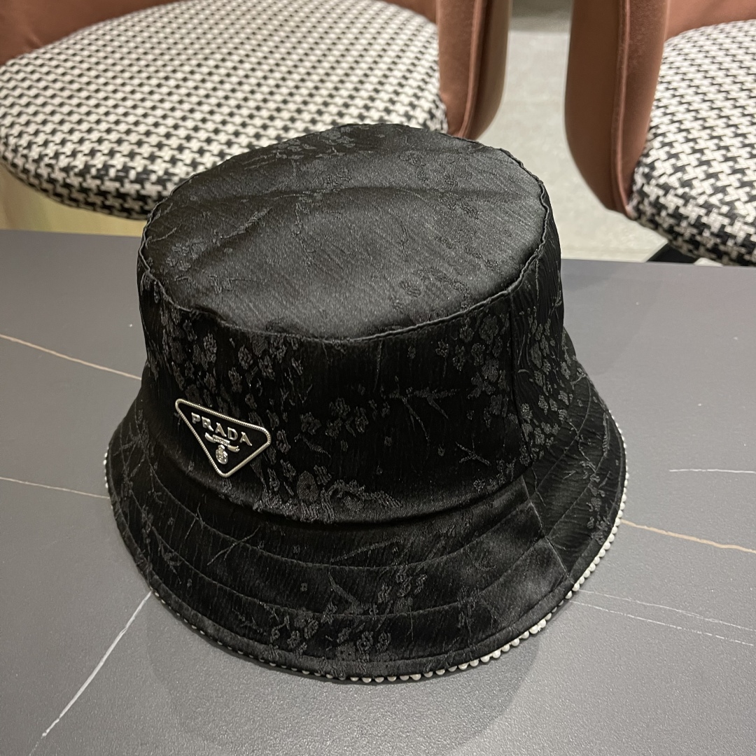 [Prada Hats]RADA Prada national style, pearl-rimmed fisherman hat, children 20