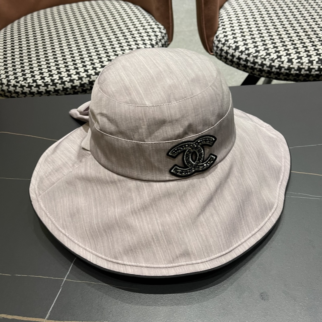 💛【CHANEL香奈儿】2025新款新款韩版蝴蝶结渔夫帽女春夏遮阳盆帽显脸小ins大
檐防晒太阳帽子