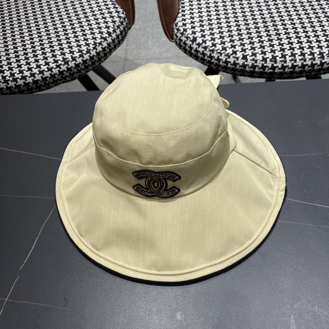 💛【CHANEL香奈儿】2025新款新款韩版蝴蝶结渔夫帽女春夏遮阳盆帽显脸小ins大
檐防晒太阳帽子