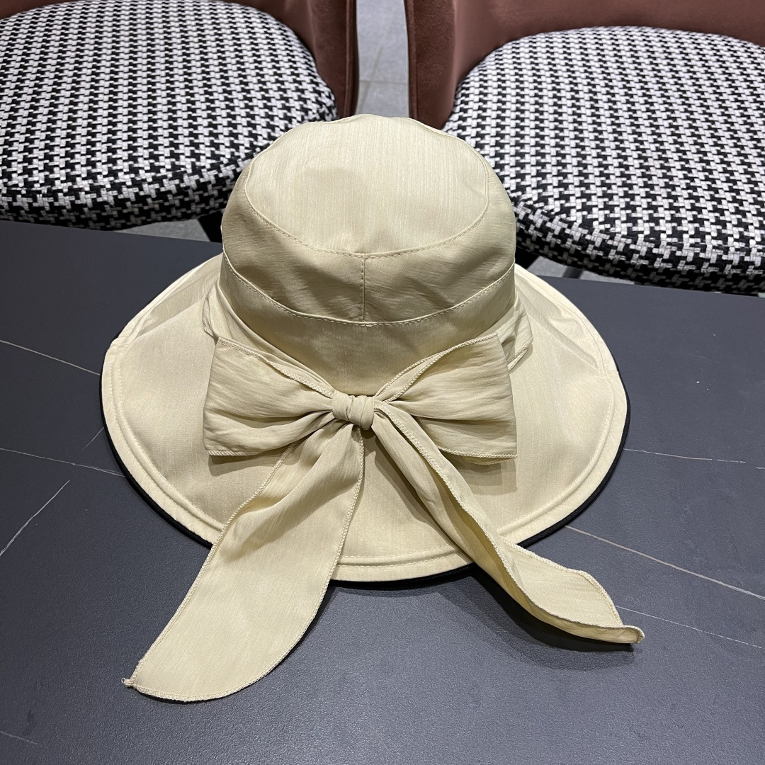 💛【CHANEL香奈儿】2025新款新款韩版蝴蝶结渔夫帽女春夏遮阳盆帽显脸小ins大
檐防晒太阳帽子
