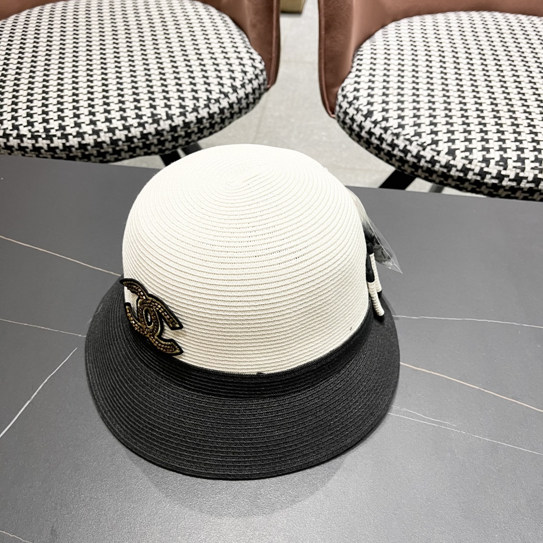 [Chanel Hats]Chanel Double-layer bow-decorated straw hat, women