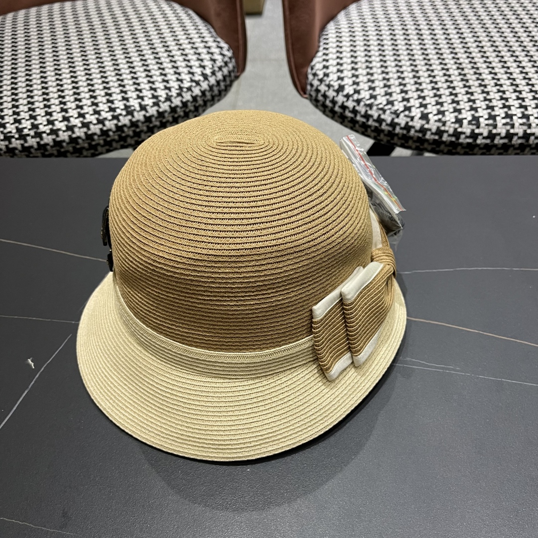 [Chanel Hats]Chanel Double-layer bow-decorated straw hat, women