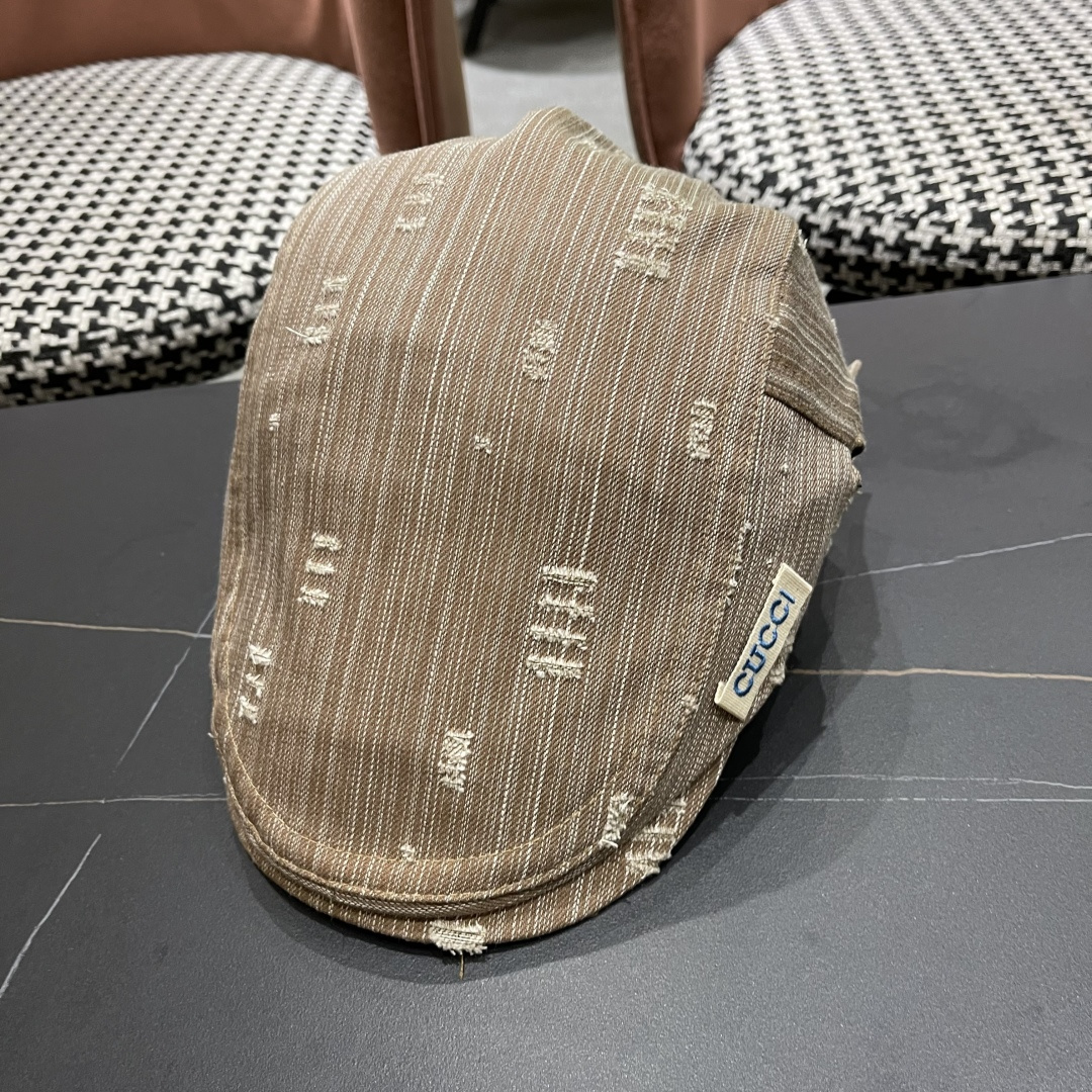  古奇 复古小众前进帽春秋夏季笔款贝雷帽男女品脸小
情侣画家帽遮阳鸭舌