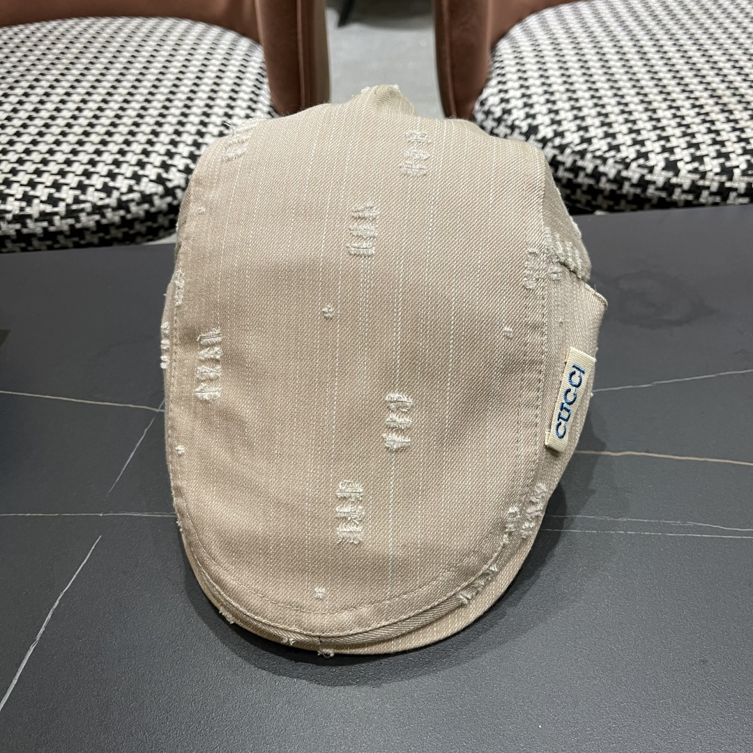  古奇 复古小众前进帽春秋夏季笔款贝雷帽男女品脸小
情侣画家帽遮阳鸭舌