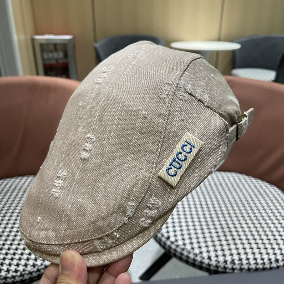  古奇 复古小众前进帽春秋夏季笔款贝雷帽男女品脸小
情侣画家帽遮阳鸭舌