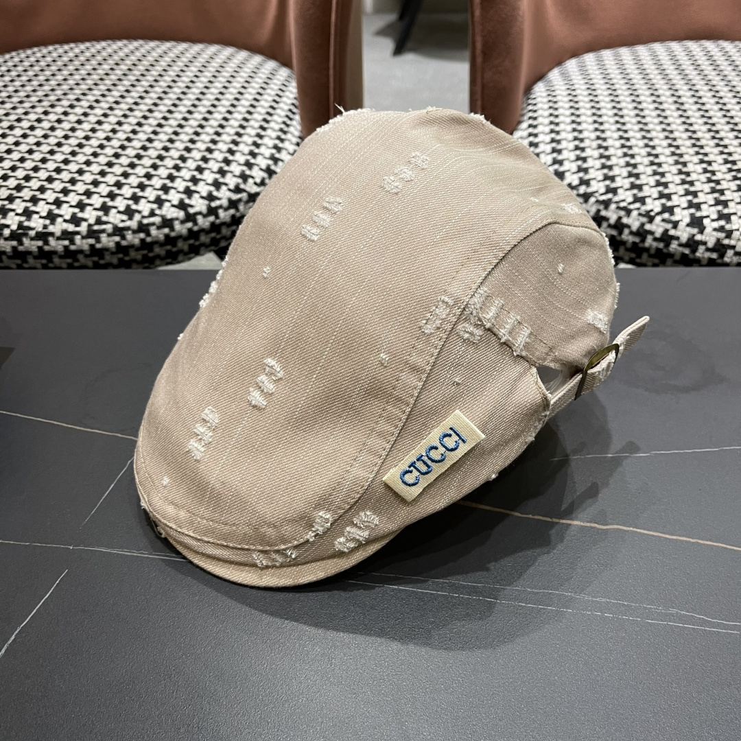  古奇 复古小众前进帽春秋夏季笔款贝雷帽男女品脸小
情侣画家帽遮阳鸭舌