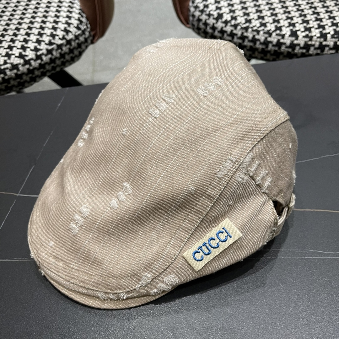  古奇 复古小众前进帽春秋夏季笔款贝雷帽男女品脸小
情侣画家帽遮阳鸭舌