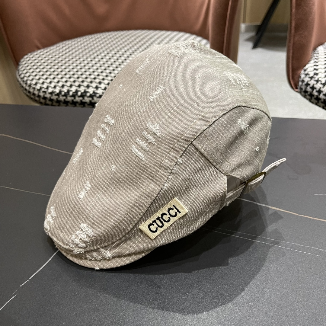  古奇 复古小众前进帽春秋夏季笔款贝雷帽男女品脸小
情侣画家帽遮阳鸭舌