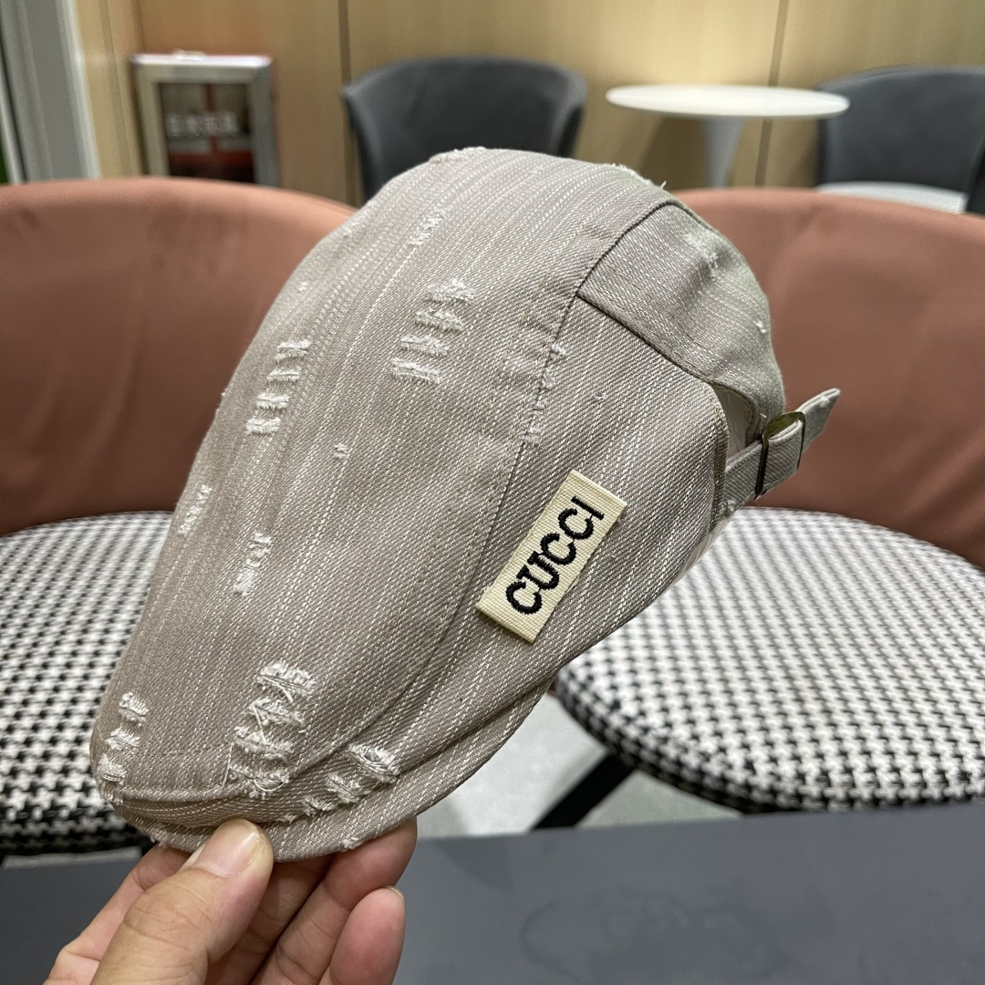  古奇 复古小众前进帽春秋夏季笔款贝雷帽男女品脸小
情侣画家帽遮阳鸭舌