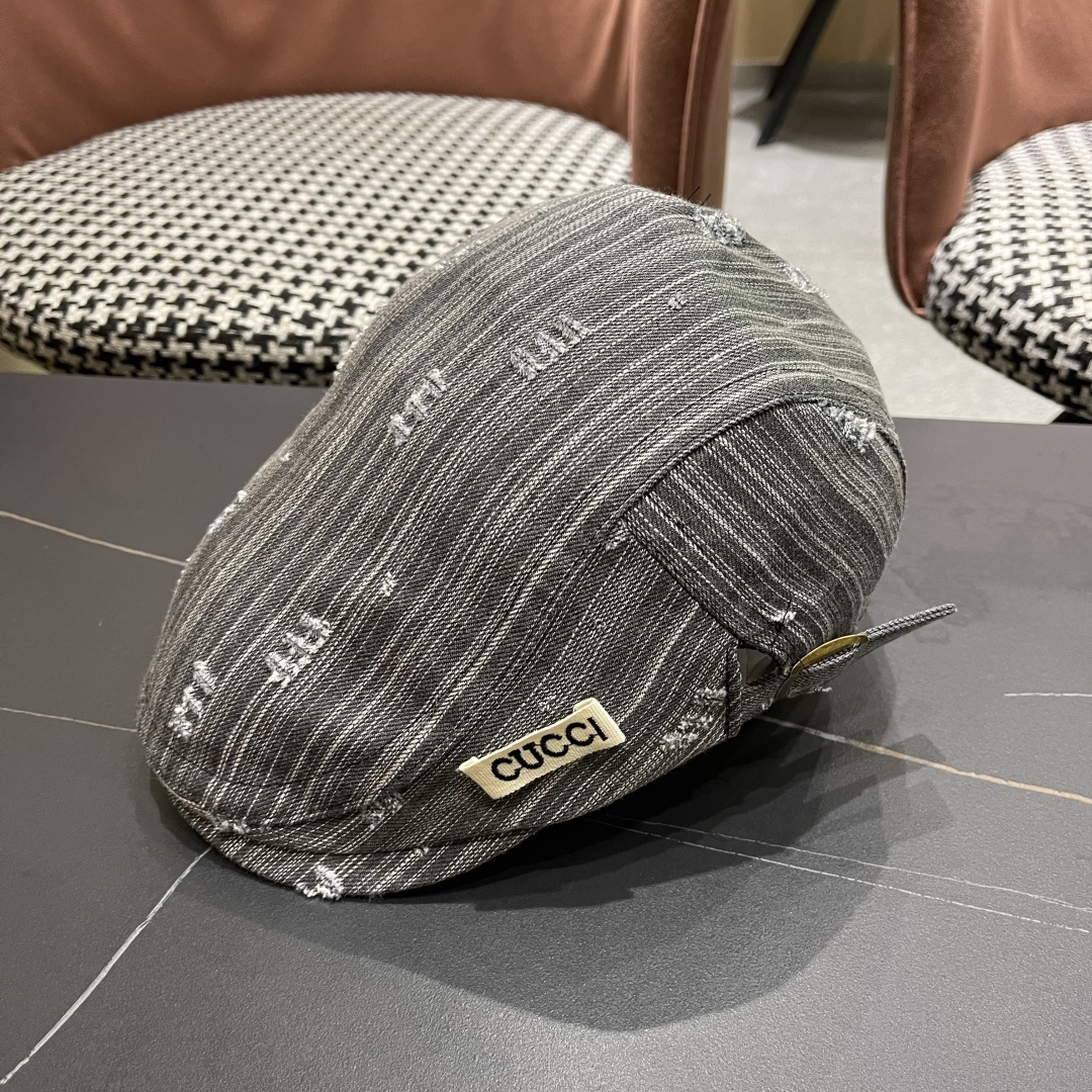  古奇 复古小众前进帽春秋夏季笔款贝雷帽男女品脸小
情侣画家帽遮阳鸭舌