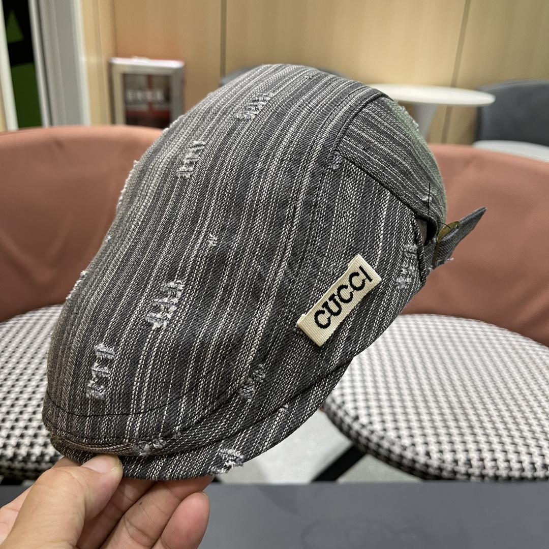  古奇 复古小众前进帽春秋夏季笔款贝雷帽男女品脸小
情侣画家帽遮阳鸭舌