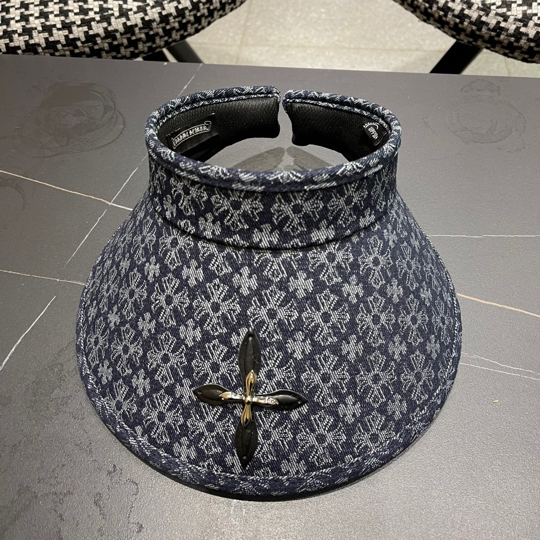  克罗心 2025新款潮牌十字架空顶帽夏季网红同款大檐遮阳帽高级
感显脸小防晒太阳帽